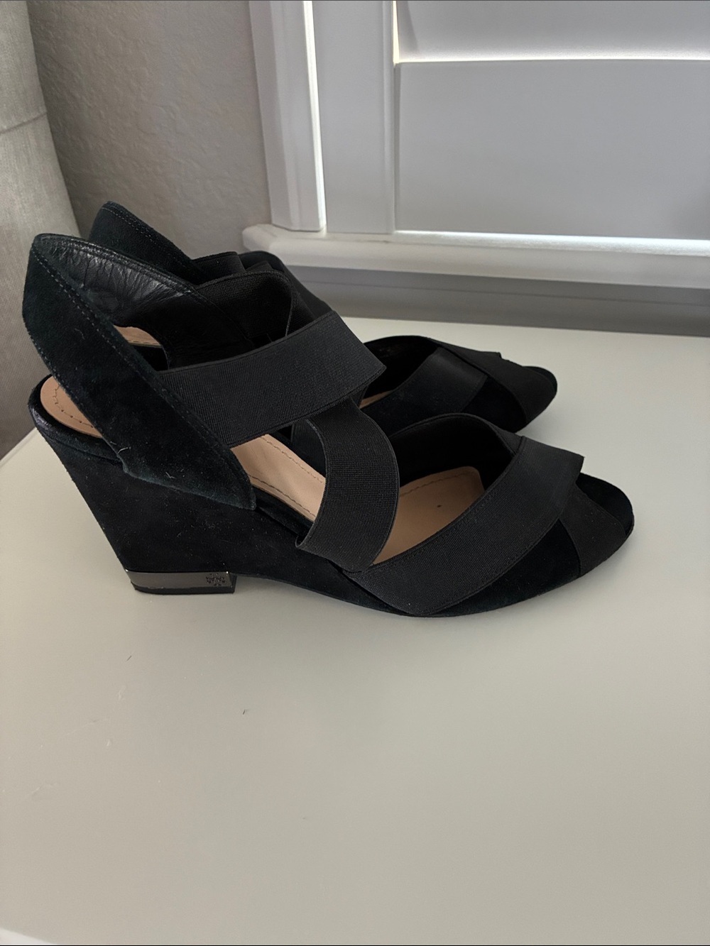 Tory Burch Black Crisscross Wedge Sandals - Picture 6 of 9
